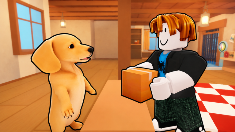 Official Mail Simulator experience media showing a player carrying a package inside the post office